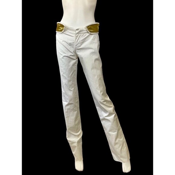 Gucci Women's Pants Dress Flat Front White 100%Cotton MADE IN ITALY US 40 - Picture 1 of 9